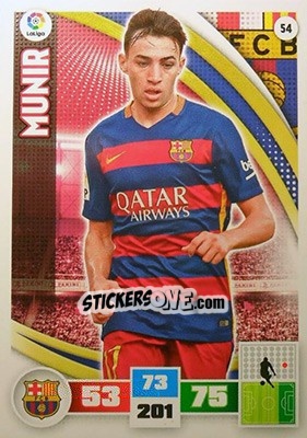 Sticker Munir - Liga BBVA 2015-2016. Adrenalyn XL n. 54 - Panini