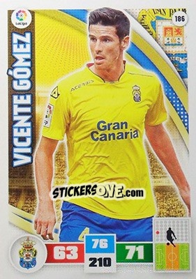 Sticker Vicente Gómez - Liga BBVA 2015-2016. Adrenalyn XL n. 186 - Panini