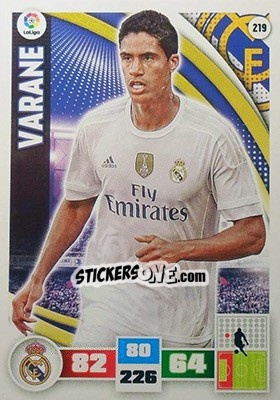 Sticker Varane - Liga BBVA 2015-2016. Adrenalyn XL n. 219 - Panini