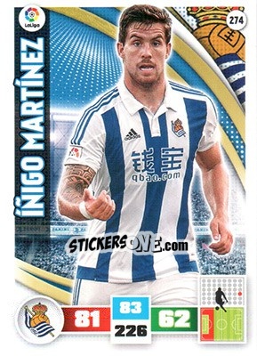 Sticker Íñigo Martínez - Liga BBVA 2015-2016. Adrenalyn XL n. 274 - Panini