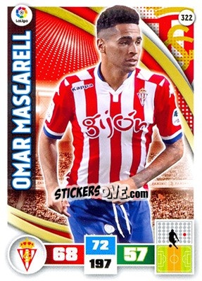 Sticker Omar Mascarell - Liga BBVA 2015-2016. Adrenalyn XL n. 322 - Panini