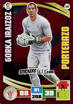 Cromo Gorka Iraizoz - Liga BBVA 2015-2016. Adrenalyn XL - Panini