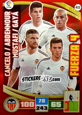Sticker Cancelo / Abdennour / Mustafi / Gayá - Liga BBVA 2015-2016. Adrenalyn XL n. 422 - Panini