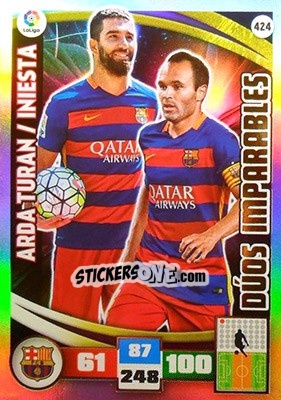 Sticker Arda Turan / Andres Iniesta - Liga BBVA 2015-2016. Adrenalyn XL n. 424 - Panini