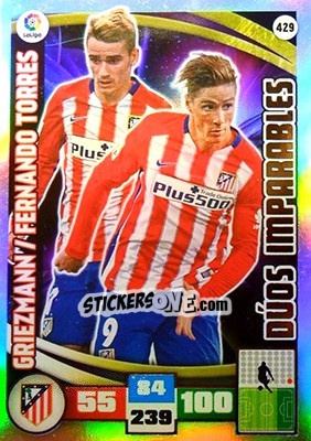 Cromo Antoine Griezmann / Fernando Torres - Liga BBVA 2015-2016. Adrenalyn XL - Panini
