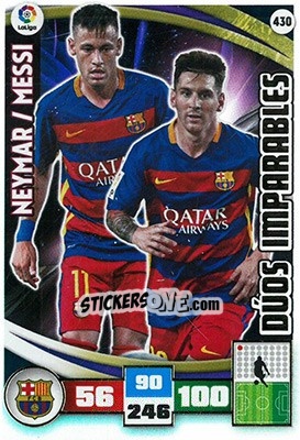 Sticker Neymar / Lionel Messi - Liga BBVA 2015-2016. Adrenalyn XL n. 430 - Panini