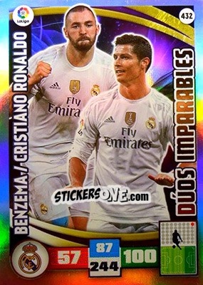 Sticker Karim Benzema / Cristiano Ronaldo - Liga BBVA 2015-2016. Adrenalyn XL n. 432 - Panini