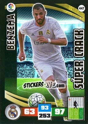 Sticker Benzema - Liga BBVA 2015-2016. Adrenalyn XL n. 447 - Panini