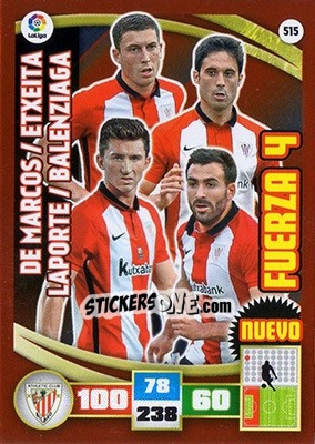 Sticker De Marcos / Etxeita / Laporte / Balenziaga - Liga BBVA 2015-2016. Adrenalyn XL n. 515 - Panini
