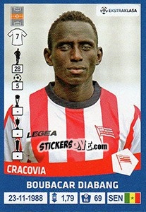 Sticker Boubacar Diabang - Ekstraklasa 2015-2016 n. 36 - Panini