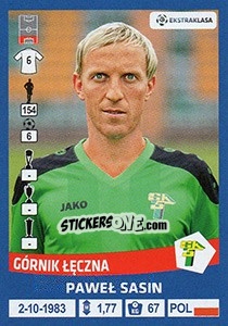 Cromo Pawel Sasin - Ekstraklasa 2015-2016 - Panini