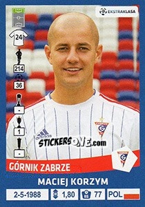 Sticker Maciej Korzym - Ekstraklasa 2015-2016 n. 80 - Panini