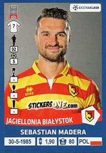 Sticker Sebastian Madera - Ekstraklasa 2015-2016 n. 86 - Panini