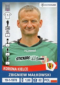 Sticker Zbigniew Malkowski - Ekstraklasa 2015-2016 n. 105 - Panini