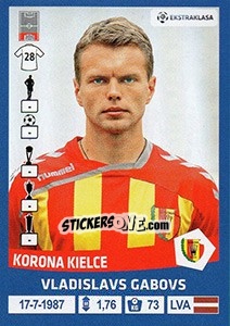 Sticker Vladislavs Gabovs - Ekstraklasa 2015-2016 n. 108 - Panini