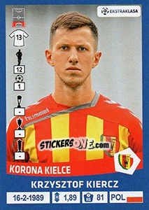 Sticker Krzysztof  Kiercz - Ekstraklasa 2015-2016 - Panini