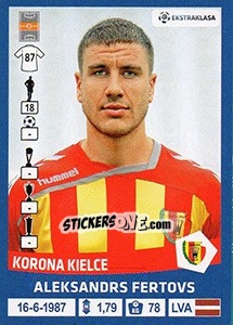 Sticker Aleksandrs Fertovs - Ekstraklasa 2015-2016 n. 117 - Panini