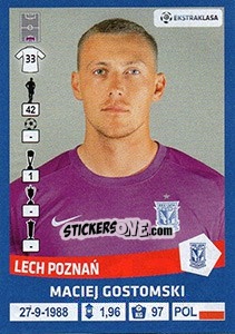 Sticker Maciej Gostomski - Ekstraklasa 2015-2016 n. 127 - Panini