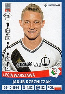 Sticker Jakub Rzezniczak - Ekstraklasa 2015-2016 n. 175 - Panini