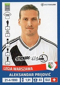 Sticker Aleksandar Prijovic - Ekstraklasa 2015-2016 n. 185 - Panini