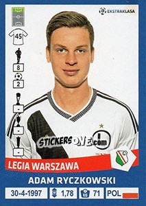Sticker Adam Ryczkowski - Ekstraklasa 2015-2016 n. 186 - Panini