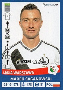 Cromo Marek Saganowski - Ekstraklasa 2015-2016 n. 187 - Panini