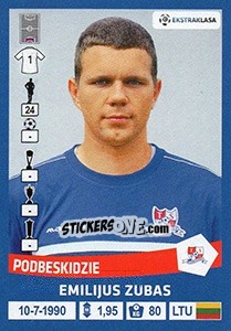 Sticker Emilijus Zubas - Ekstraklasa 2015-2016 n. 211 - Panini