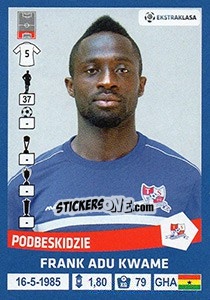 Sticker Frank Adu Kwame - Ekstraklasa 2015-2016 n. 212 - Panini