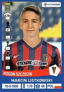 Sticker Marcin Listkowski - Ekstraklasa 2015-2016 n. 249 - Panini