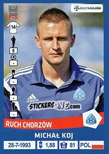 Sticker Michal Koj - Ekstraklasa 2015-2016 n. 256 - Panini