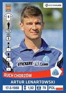 Sticker Artur Lenartowski - Ekstraklasa 2015-2016 n. 262 - Panini