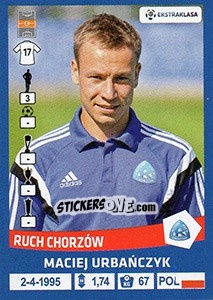 Figurina Maciej Urbanczyk - Ekstraklasa 2015-2016 - Panini