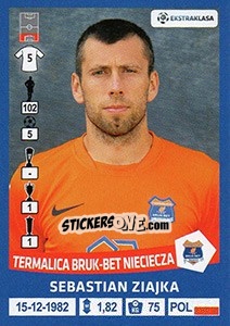 Sticker Sebastian Ziajka - Ekstraklasa 2015-2016 n. 299 - Panini