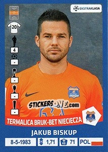 Sticker Jakub Biskup - Ekstraklasa 2015-2016 n. 304 - Panini