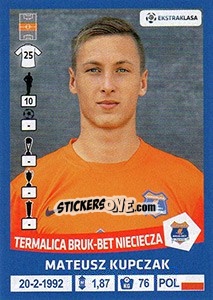 Sticker Mateusz Kupczak - Ekstraklasa 2015-2016 - Panini