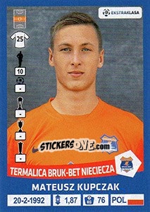Sticker Mateusz Kupczak - Ekstraklasa 2015-2016 n. 307 - Panini
