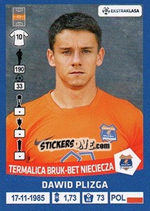 Sticker Dawid Plizga - Ekstraklasa 2015-2016 n. 308 - Panini