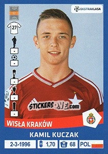 Sticker Kamil Kuczak - Ekstraklasa 2015-2016 n. 327 - Panini