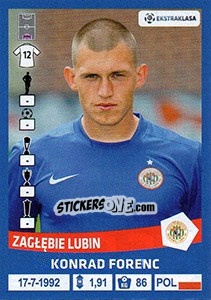 Sticker Konrad Forenc - Ekstraklasa 2015-2016 n. 336 - Panini