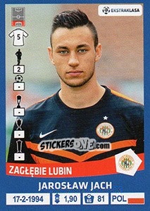 Sticker Jaroslaw Jach - Ekstraklasa 2015-2016 n. 341 - Panini