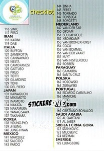 Sticker Checklist 2 - FIFA World Cup Germany 2006. Trading Cards n. 205 - Panini