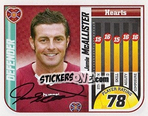 Sticker Jamie McAllister - Scottish Premier League 2005-2006 n. 199 - Panini