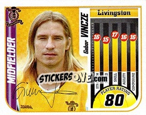 Sticker Gabor Vincze - Scottish Premier League 2005-2006 n. 358 - Panini