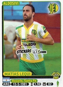 Cromo Matias Lequi - Fùtbol Argentino 2015 n. 7 - Panini