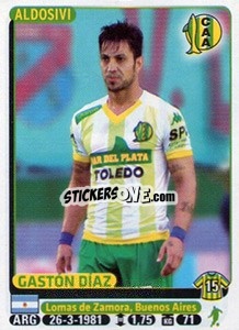 Sticker Gaston Diaz - Fùtbol Argentino 2015 n. 9 - Panini