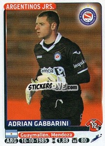 Sticker Adrian Gabbarini - Fùtbol Argentino 2015 - Panini