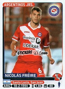 Sticker Nicolas Freire - Fùtbol Argentino 2015 - Panini