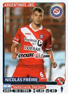 Figurina Nicolas Freire - Fùtbol Argentino 2015 - Panini