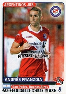 Sticker Andres Franzoia - Fùtbol Argentino 2015 n. 29 - Panini