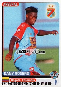 Sticker Dany Rosero - Fùtbol Argentino 2015 - Panini